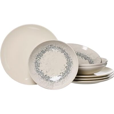 Ritzenhoff & Breker Cecina Tafelset 8-delig, platte borden (26 cm) en soepborden (21 cm) voor 4 personen, modern trendy servies, aardewerk, crème- grafiet Ritzenhoff & Breker Cecina Tafelset 8-delig, platte borden (26 cm) en soepborden (21 cm) voor 4 personen, modern trendy servies, aardewerk, crème- grafiet