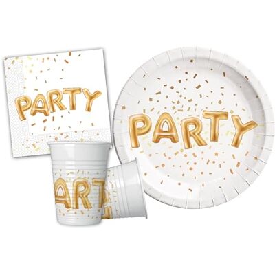 Ciao - Party Table Set Gold Party 24 people (88 pcs: 24 paper plates Ø23cm, 24 plastic cups 200ml, 40 paper napkins 33x33cm), Y4651 Ciao - Party Table Set Gold Party 24 people (88 pcs: 24 paper plates Ø23cm, 24 plastic cups 200ml, 40 paper napkins 33x33cm), Y4651