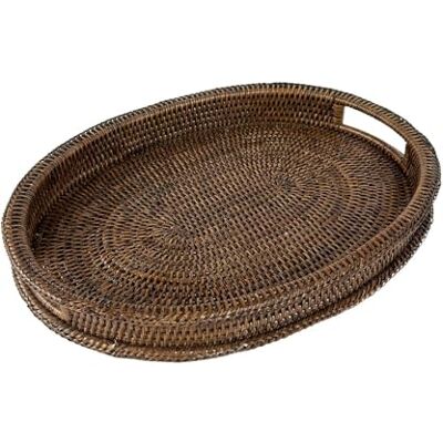 LA PORCELLANA BIANCA Botanio bruin dienblad, ovaal, 45 x 35 x 5 cm, rotan LA PORCELLANA BIANCA Botanio bruin dienblad, ovaal, 45 x 35 x 5 cm, rotan