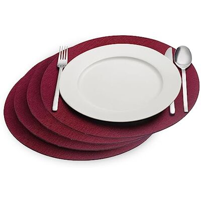 Westmark Placemats Cozy – set van 4 ronde placemats, elegante placemats voor de eettafel thuis of in restaurants – polyester, Ø 35cm, rood Westmark Placemats Cozy – set van 4 ronde placemats, elegante placemats voor de eettafel thuis of in restaurants – polyester, Ø 35cm, rood