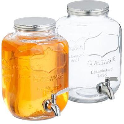 Relaxdays Set van 2 Drankdispensers - 4L Vintage Glas Relaxdays Set van 2 Drankdispensers - 4L Vintage Glas