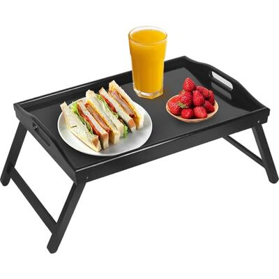 Jibanie Beddienblad tafel opvouwbare poten ontbijt voedsellade bamboe draagbaar schoot bureau houten serveren diner thee tv-lade (A-grijs) Jibanie Beddienblad tafel opvouwbare poten ontbijt voedsellade bamboe draagbaar schoot bureau houten serveren diner thee tv-lade (A-grijs)