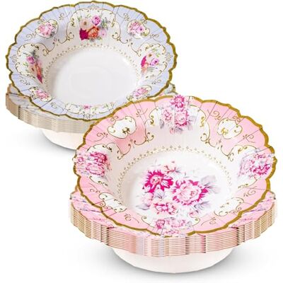 Talking Tables Pack van 12 (20cm) Truly Scrumptious Vintage Floral Paper Bowls Perfect voor een Afternoon Tea Party Serveer aardbeien en room in stijl Meisjes Verjaardag, Baby Shower, Roze en Blauw Talking Tables Pack van 12 (20cm) Truly Scrumptious Vintage Floral Paper Bowls Perfect voor een Afternoon Tea Party Serveer aardbeien en room in stijl Meisjes Verjaardag, Baby Shower, Roze en Blauw