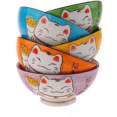 lachineuse Set Japanse kommen Maneki Neko Design 5 traditionele rijstkommen Ø 11,5 cm 275 ml Nippon geluksbrenger kat Japanse decoratie cadeau-idee lachineuse Set Japanse kommen Maneki Neko Design 5 traditionele rijstkommen Ø 11,5 cm 275 ml Nippon geluksbrenger kat Japanse decoratie cadeau-idee