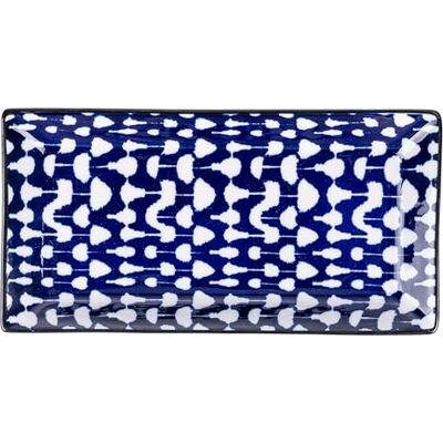 Tivoli Confusion Set van 6 rechthoekige schoteltjes van aardewerk, 24 x 12 cm, geometrisch decor Tivoli Confusion Set van 6 rechthoekige schoteltjes van aardewerk, 24 x 12 cm, geometrisch decor