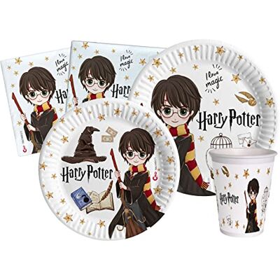 Ciao Partyservieset Harry Potter voor 24 personen (112 stuks: 24 borden Ø23cm, 24 borden Ø18cm, 24 kopjes 200ml, 40 servetten 33x33cm) in milieuvriendelijk composteerbaar papier Ciao Partyservieset Harry Potter voor 24 personen (112 stuks: 24 borden Ø23cm, 24 borden Ø18cm, 24 kopjes 200ml, 40 servetten 33x33cm) in milieuvriendelijk composteerbaar papier