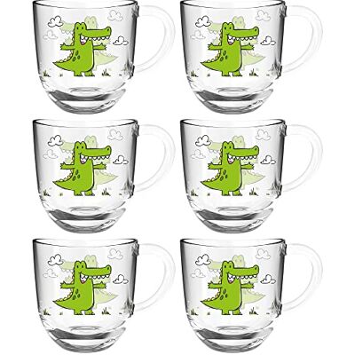 Leonardo Bambini 022900 Glazen mokken, 6-delige set, kinderbekers van glas met diermotief, vaatwasmachinebestendige theekopjes, krokodillengroen, 6 stuks, 280 ml Leonardo Bambini 022900 Glazen mokken, 6-delige set, kinderbekers van glas met diermotief, vaatwasmachinebestendige theekopjes, krokodillengroen, 6 stuks, 280 ml