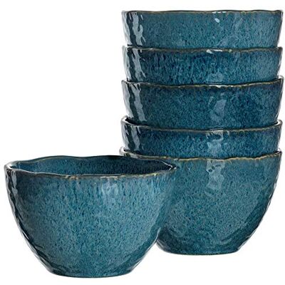 Leonardo HOME 018545 MATERA Set van 6 kommen, keramiek, blauw theepot met glazuur, blauw, 980 ml, ø 15,3 cm, 018545 Leonardo HOME 018545 MATERA Set van 6 kommen, keramiek, blauw theepot met glazuur, blauw, 980 ml, ø 15,3 cm, 018545
