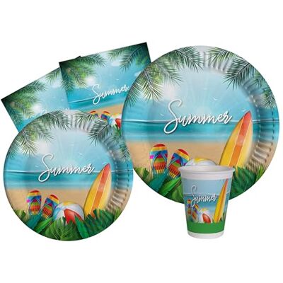 Ciao Party Tableware Set Summer Party for 8 people (44 pcs: 8 plates Ø23cm, 8 plates Ø18cm, 8 cups 200ml, 20 napkins 33x33cm) in eco-friendly compostable paper Ciao Party Tableware Set Summer Party for 8 people (44 pcs: 8 plates Ø23cm, 8 plates Ø18cm, 8 cups 200ml, 20 napkins 33x33cm) in eco-friendly compostable paper