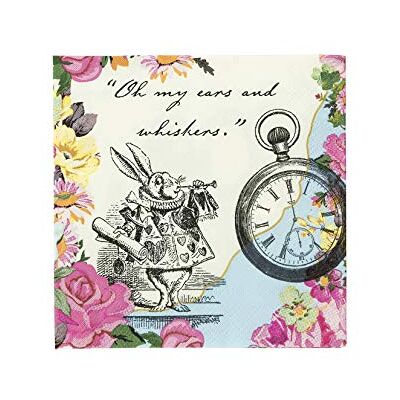 Talking Tables Alice in Wonderland Servetten Supplies voor Mad Hatter Thee, Verjaardagsfeest, Baby Shower 20 Pack 25cm, Papier Talking Tables Alice in Wonderland Servetten Supplies voor Mad Hatter Thee, Verjaardagsfeest, Baby Shower 20 Pack 25cm, Papier