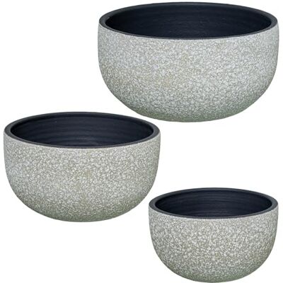 DRW Set van 3 keramische potten in goud en wit, 20 x 20 x 11,5 cm DRW Set van 3 keramische potten in goud en wit, 20 x 20 x 11,5 cm