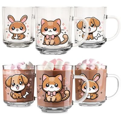 Glasmark KROSNO 1992 Kinderbekers Set van 6 Stuks Glasbekers 230 ml met Dierenmotieven Transparant Vaatwasmachinebestendig Glasmark KROSNO 1992 Kinderbekers Set van 6 Stuks Glasbekers 230 ml met Dierenmotieven Transparant Vaatwasmachinebestendig