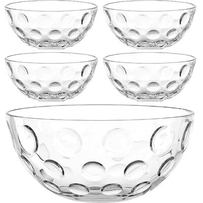 Leonardo HOME CUCINA OPTIC schalenset • 5-delige set • Gestructureerde glazen schalen in helder design • Geschikt voor elke gelegenheid • Veelzijdig inzetbaar • Stapelbaar • Hoogwaardig • Helder Leonardo HOME CUCINA OPTIC schalenset • 5-delige set • Gestructureerde glazen schalen in helder design • Geschikt voor elke gelegenheid • Veelzijdig inzetbaar • Stapelbaar • Hoogwaardig • Helder