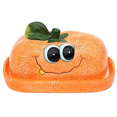 Dekohelden24 Keramische botervloot/boterhouder als oranje/mandarijn, afmetingen ca. 16,5 x 11 x 10 cm Dekohelden24 Keramische botervloot/boterhouder als oranje/mandarijn, afmetingen ca. 16,5 x 11 x 10 cm