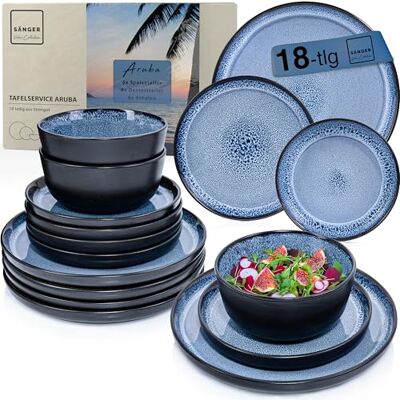 Sänger Aruba Servies - Blauw/Zwart - 18 Stuks Sänger Aruba Servies - Blauw/Zwart - 18 Stuks