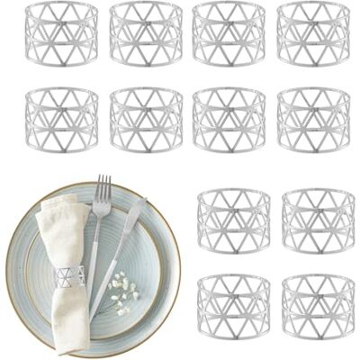 Relaxdays servetringen set van 12, geometrisch, HxØ: 3x4,5 cm, servethouders, papieren & stoffen servetten, zilver Relaxdays servetringen set van 12, geometrisch, HxØ: 3x4,5 cm, servethouders, papieren & stoffen servetten, zilver