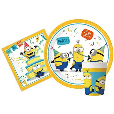 Ciao Feestservies Minions The Rise of Gru voor 24 personen (88 stuks: 24 papieren borden Ø23cm, 24 kopjes 200ml, 40 papieren servetten 33x33cm) Ciao Feestservies Minions The Rise of Gru voor 24 personen (88 stuks: 24 papieren borden Ø23cm, 24 kopjes 200ml, 40 papieren servetten 33x33cm)