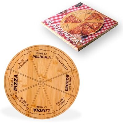Fisura – Originele pizzabord. Pizzabord met verschillende grappige berichten in het Spaans. Ronde snijplank van bamboehout met gelijkmatige porties. Diameter: 35 cm. Fisura – Originele pizzabord. Pizzabord met verschillende grappige berichten in het Spaans. Ronde snijplank van bamboehout met gelijkmatige porties. Diameter: 35 cm.