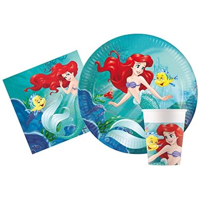 Ciao Party Tableware Set Disney Princess Ariel Little Mermaid for 24 people (112 pcs: 24 paper plates Ø23cm, 24 paper plates Ø20cm, 24 cups 200ml, 40 paper napkins 33x33cm) Ciao Party Tableware Set Disney Princess Ariel Little Mermaid for 24 people (112 pcs: 24 paper plates Ø23cm, 24 paper plates Ø20cm, 24 cups 200ml, 40 paper napkins 33x33cm)