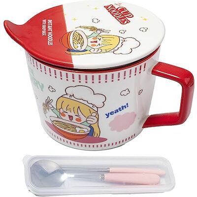 lachineuse Instant Noedelkom Japanse Ramen & Chinese noedels Met bestek en deksel Ontbijtkom, soep, rijst Aziatisch cadeau-idee Japan China, Cup Noodles Rood lachineuse Instant Noedelkom Japanse Ramen & Chinese noedels Met bestek en deksel Ontbijtkom, soep, rijst Aziatisch cadeau-idee Japan China, Cup Noodles Rood