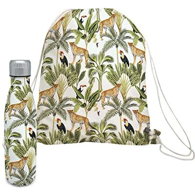 NERTHUS FIH 974 dubbelwandige drinkfles 500 ml jungle + rugzak jungle NERTHUS FIH 974 dubbelwandige drinkfles 500 ml jungle + rugzak jungle