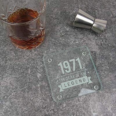 eBuyGB Drinks Mat, Placemat gegraveerde vierkante onderzetter-1971 jaar van de legende Design-50e verjaardag, mannen-vijftigste cadeau voor papa, oom, broer, glas eBuyGB Drinks Mat, Placemat gegraveerde vierkante onderzetter-1971 jaar van de legende Design-50e verjaardag, mannen-vijftigste cadeau voor papa, oom, broer, glas