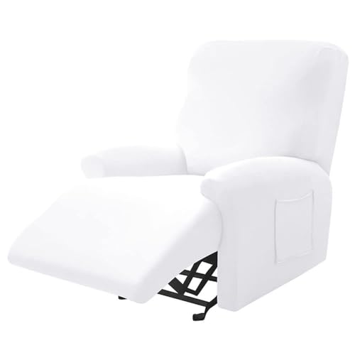 WWQQKJ 4 stuks Superzachte Relax Fauteuil Fauteuil Hoes Melk Zijde Frame Fauteuil Fauteuil Hoes Effen Kleur Fauteuil Hoes Wasbare Meubelbeschermer (Color : Bianco)