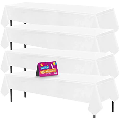 SOL 4pk lang wit tafelkleed feest   274 x 137 cm   plastic tafelkleed feesttafelkleed wegwerp tafelkleden voor feesten   plastic tafelkleed   wit wegwerptafelkleed   wit plastic tafelkleed   wit plastic tafelkleed