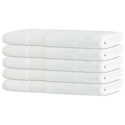 BANANALU Set van 5 gastendoekjes, kwaliteit 450 g/m2, 100% katoen, 30 x 50 cm, badstof, gastendoek, wit, wit