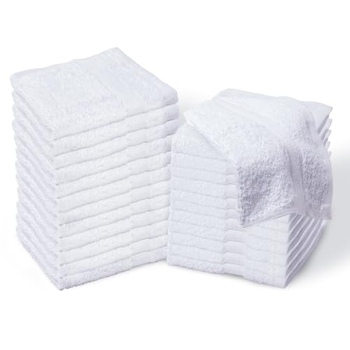 Living Fashions Bulk Spa Washandjes Set 25 Afmetingen 30 cm x 30 cm Dikke Lussenpool Washandjes Absorberend en Zacht 100% Ring-Spun Katoen Washandjes Pluisvrij Gezicht Handdoek Washandjes 30,5 cm x 30