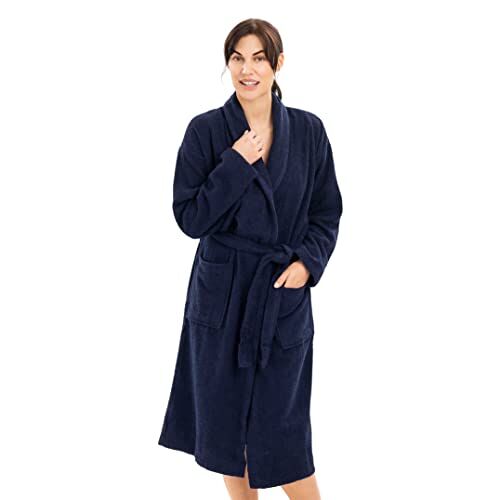 HOMELEVEL Badstof badjas reisbadjas 100 procent katoenen badjas dames heren dames en heren badjas saunajurk reisbadjas L donkerblauw