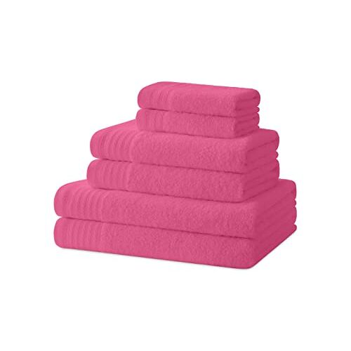 Degrees home Badhanddoeken handdoekenset 2 douchehanddoeken, 2 handdoeken en 2 bidetdoeken 100% katoen 480 g/m2 roze