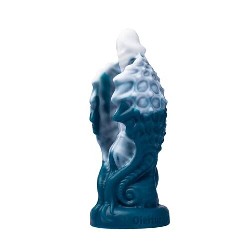 InkfuL Fantasy Dildo,Dildo for Women,Silicone Dildo,Anal Dildo,Suction Cup Dildo,Dildo. Dildo Fantasy: "Seahorse Wing"-Blue-White Iridescent,Irregular Texture,Strong Suction Base. Liquid Silicone (D218-M)