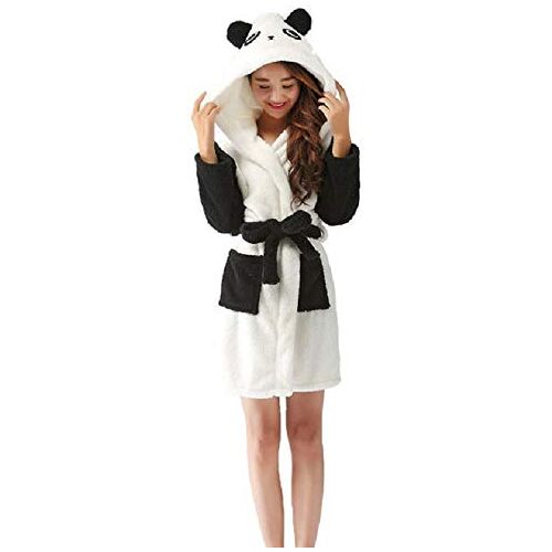 HAIBI Dames Badjas，Badjassen Dames Cartoon Panda Bad Robe Animal Warme Badjas Soft Adult Sleepwears, S