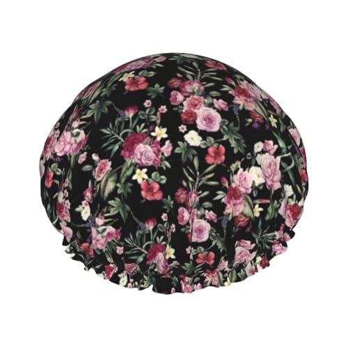 NEZIH Saffloerblad Print Douche Cap SoftShower Cap voor Vrouwen Dubbele Waterdichte Lagen, Haar Cap Ademend,