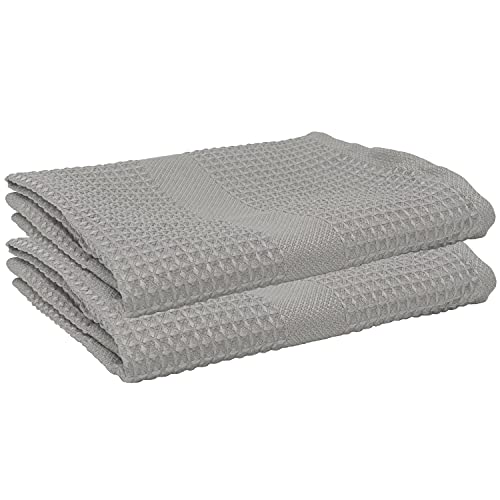 wilma nature Set van 2 microvezel keukendoeken, keuken- en theedoek, 60 x 40 cm, super absorberend en hoogwaardig, voor huishouden, horeca enz., grijs