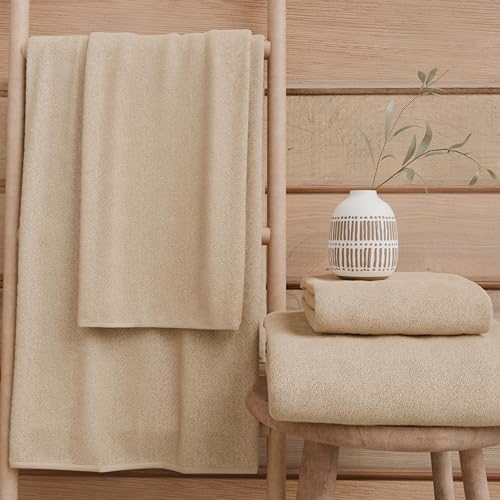 PETTI Artigiani Italiani Badhanddoeken van 100% katoenen badstof, handdoekenset 2 + 2, 4 stuks, 2 handdoeken en 2 handdoeken, beige handdoeken