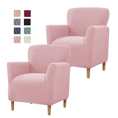 HYPIQQ Banket Fauteuil Slipcover Stretch Jacquard Stoelhoezen Fauteuil Bankhoezen Soft Arm Stoelhoes Afneembare wasbare enkele bankhoezen,Roze,2PCS