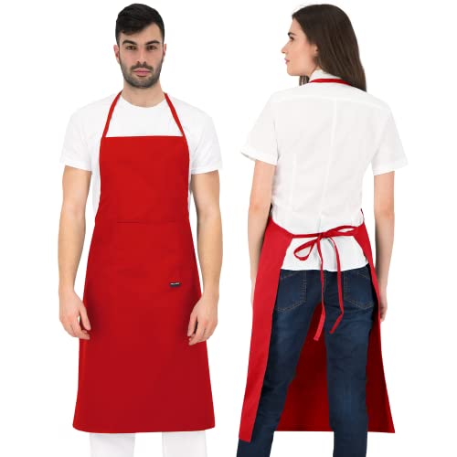 PALLTEX BORAGO kookschort mannen kookschort dames schort dames schort heren voor koken knutselen schilderen bakken EN ISO 13688, rood