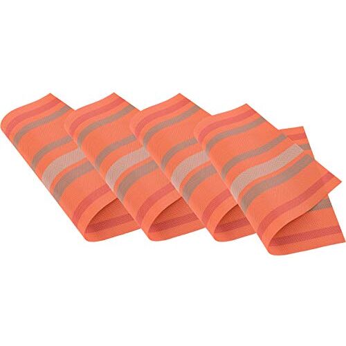 Venilia Placemat met oranje strepen, placemat, 4 stuks, 45 x 30 cm, 59032, oranje strepen, 30 x 45 cm, 4