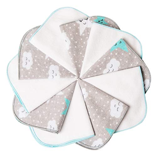 mimaDu Moltondoeken babywashandjes babywashandjes kinderen washandjes kinderset washandjes babywashandjes kinderwashandjes katoenen doeken baby Oeko-Tex set van 10 25 x 25 cm wit grijs turquoise