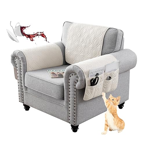 HonunG Relaxfauteuil Sofa Covers, 1/2/3 zits Antislip Reclining Covers met Zak en Elastische Riemen, Zetelbeschermer, Waterdicht, Omkeerbaar met Kussen (3 Zit 5st,#18)