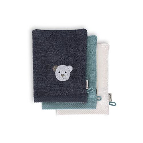 Sterntaler Baby Unisex washandje baby GOTS kinderen washandje 3-pack ijsbeer washandjes kinderen donkerturquoise