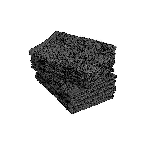 BaSaTex 10 stuks washandjes, washandjes, afmetingen 15 x 21 cm, zwart, 100% katoen