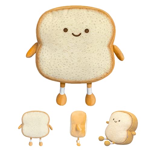 Auptiz Toast brood kussen, zacht pluche speelgoed, grappig brood vorm pluche speelgoed kussen, pop speelgoed 3D kussen cartoon speelgoed, gevuld pluche toast sofa kussen (19 × 18 × 3 cm)