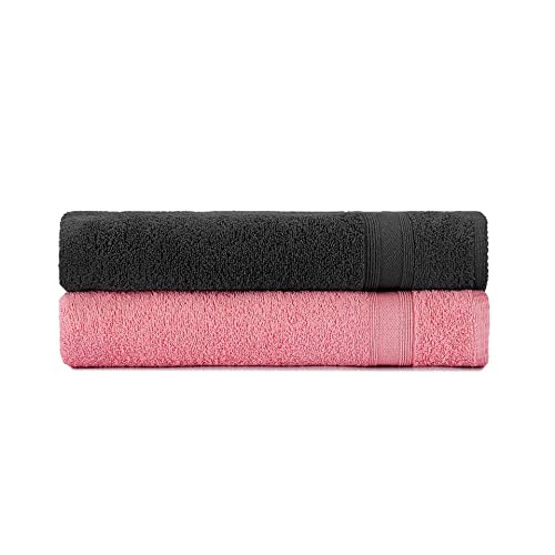 Tuiste Badhanddoeken grijs roze   % 100 katoen badhanddoek 2-delig   set van 2 badhanddoeken   kleur: grijs roze