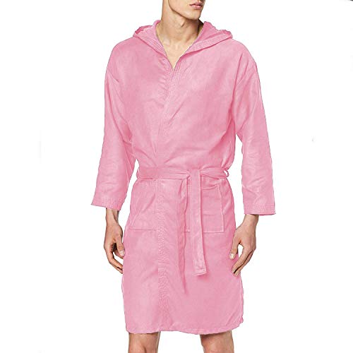 PETTI Artigiani Italiani Badjas van microvezel, badjas voor heren, microvezel voor dames, badjas, microvezel voor dames, roze, XL, 100% microvezel