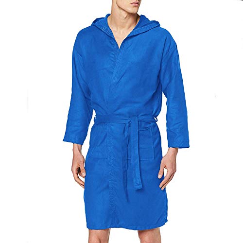 PETTI Artigiani Italiani Badjas van microvezel, badjas voor heren, microvezel voor dames, badjas van microvezel, Electric Blue, XXXL, 100% microvezel