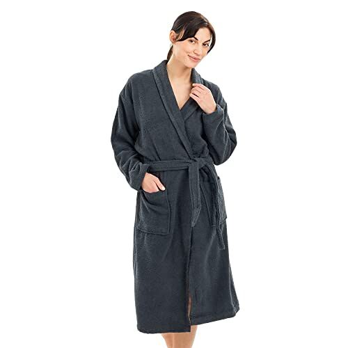 HOMELEVEL Badstof badjas reisbadjas 100 procent katoenen badjas dames heren dames en heren badjas saunajurk reisbadjas XXL antraciet