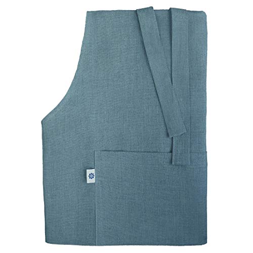 Linen & Cotton Schort Keuken Schort Dames Heren Vrouwen Mannen Kami –100% Linnen, Blauw (70x 100 cm) Lang Huishoudelijke Koken Schort voor Het Koken Bakken Bakkerij Koks Cafe Restaurant Bloemenwinkel